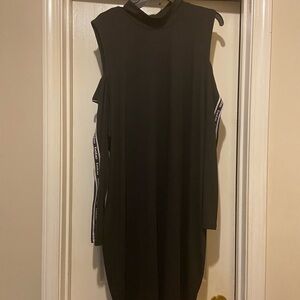bebe Black Midi Dress with Side Logo Detail